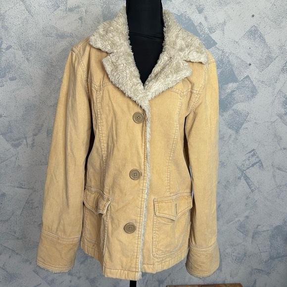 Aeropostale Jackets & Blazers - Vintage 90s Y2K Aeropostale Corduroy Faux Fur Lined Penny Coat Size Medium